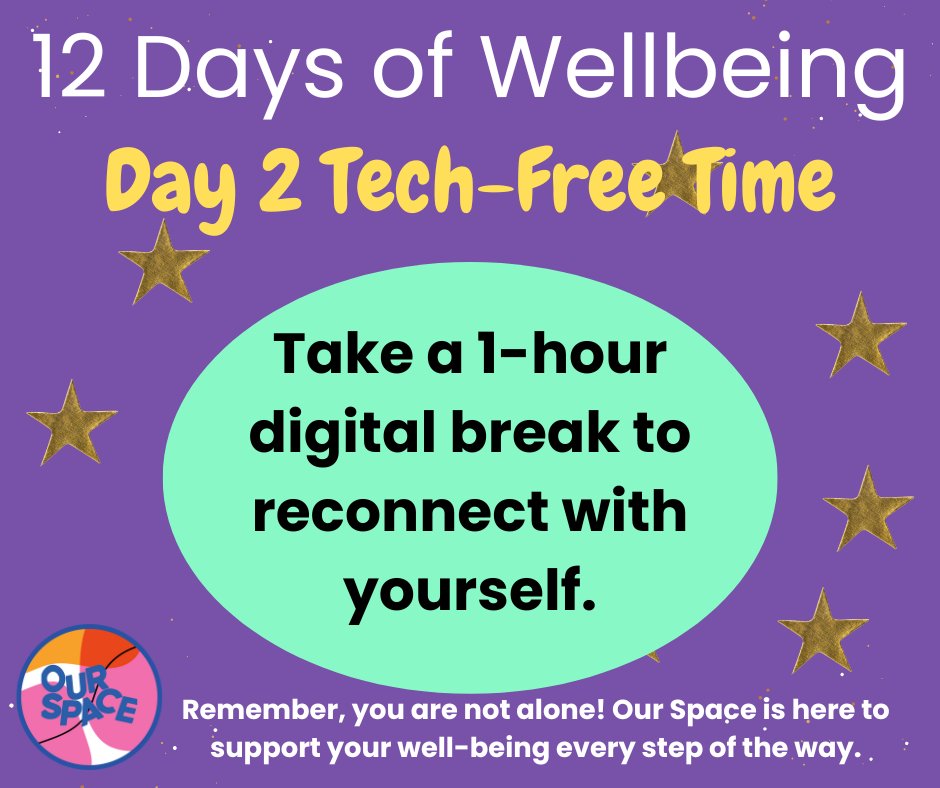 OurSpaceSelby's tweet photo. Take a break from screens today! Turn off your phone, step away from the laptop, and give yourself the gift of offline peace.

#DigitalDetox #OurSpace #MentalHealthAwareness https://t.co/Wo71RR0YQL