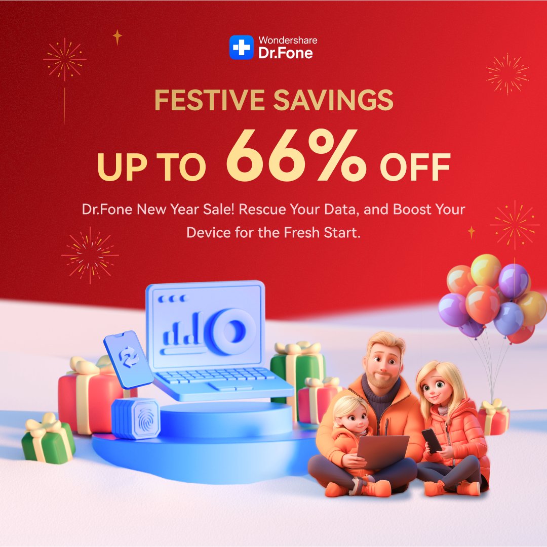 drfone_toolkit's tweet image. 🎉✨ Ring in the New Year with BIG Savings! ✨🎉
drfone.wondershare.com/sales-promotio…
Start 2025 with a tech refresh! Dr.Fone&apos;s New Year&apos;s Day Sale is here 🎁. Enjoy up to 66% OFF on solutions to fix, transfer, and recover your data seamlessly.

#DrFone #NewYearSale #TechSolutions #SaveBig