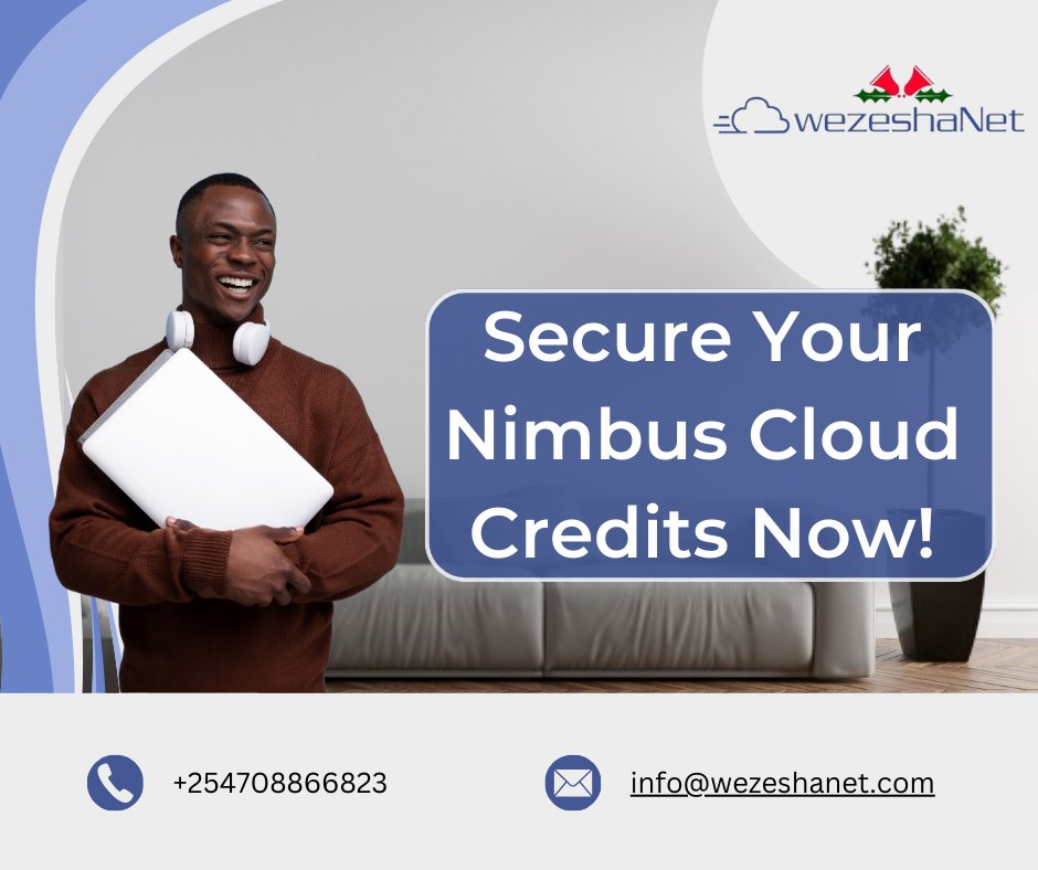 WezeshaNet's tweet photo. Kickstart Your New Year with Nimbus Cloud Credits! Up to Ksh 50,000 in cloud credits are up for grabs, but only for a limited time.
Don’t miss out on this opportunity as we head into 2024! Contact us today! 🌟📞
#Wezeshanet #Nimbus #CloudCredits https://t.co/YiErlIwPjC