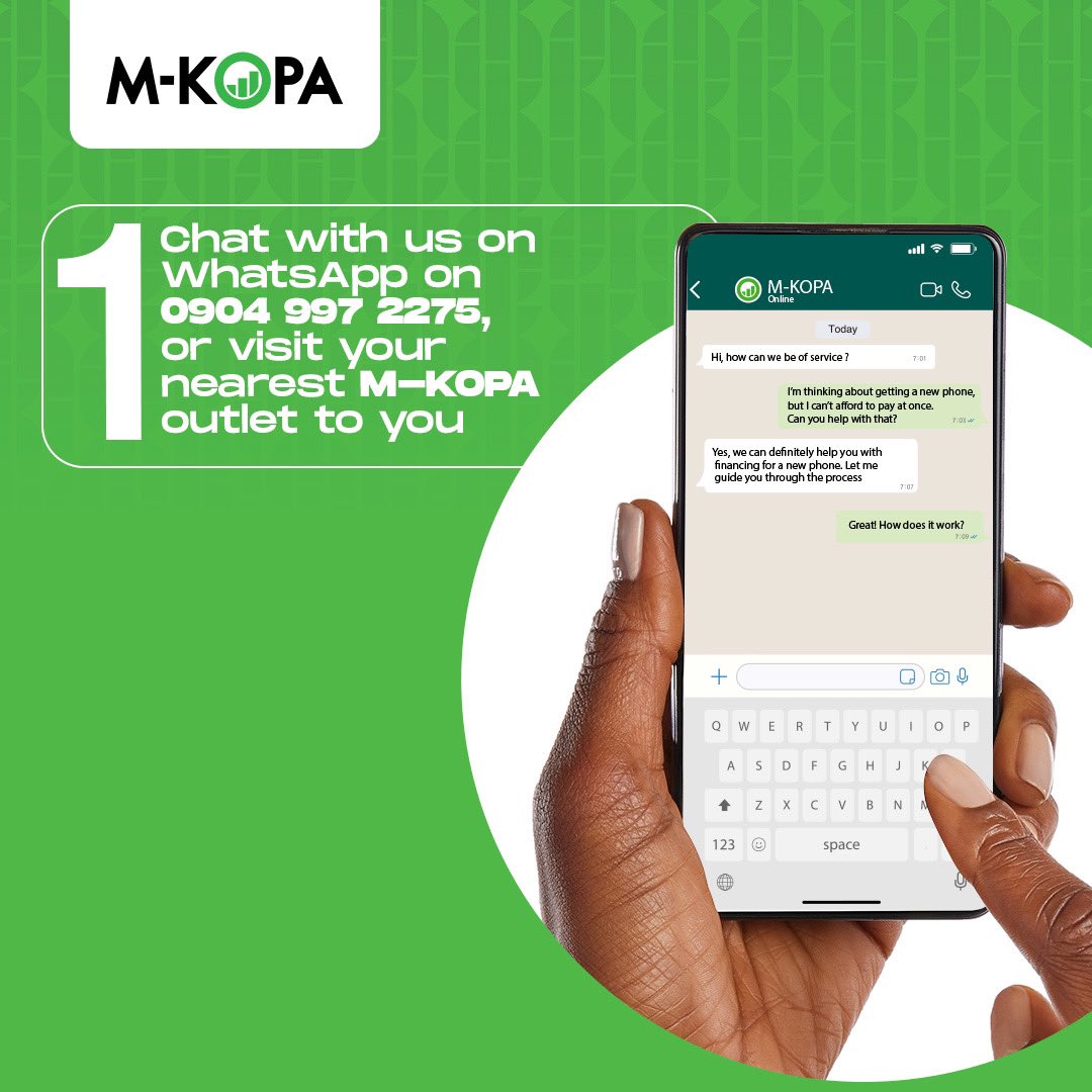mkopanigeria's tweet photo. No be only the payment be small small o, even to get the phone na jejely – make you for get peace of mind.
Visit us for the nearest M-KOPA branded store or WhatsApp us on 09049972275 make we run your matter sharpally.
#MKOPA #OwnNowNow #MakeENOChoke https://t.co/aXdtLCeuh9