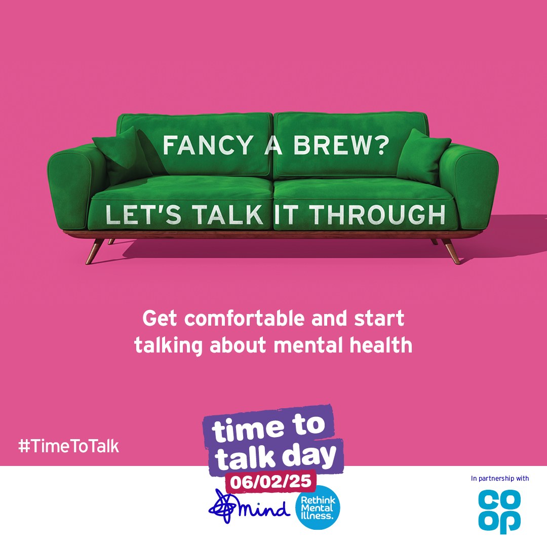 Now Christmas Day is done, we are planning for 2025

This February #TimeToTalkDay is back. The theme this year is "Get comfortable and start talking about mental health"

Find out how you can get involved with the day here bit.ly/4gl8jkS