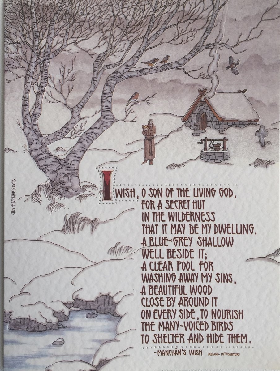 jimfitzpatrick's tweet image. Manchan's Wish. A message from our Irish past. This is my own translation of 10th century monastic nature poem, one of the very earliest. 
This wonderful poem reflects the love of nature and the beauty of living a simple life in tune with nature. #JimFitzPatrick #Celtic #prayer