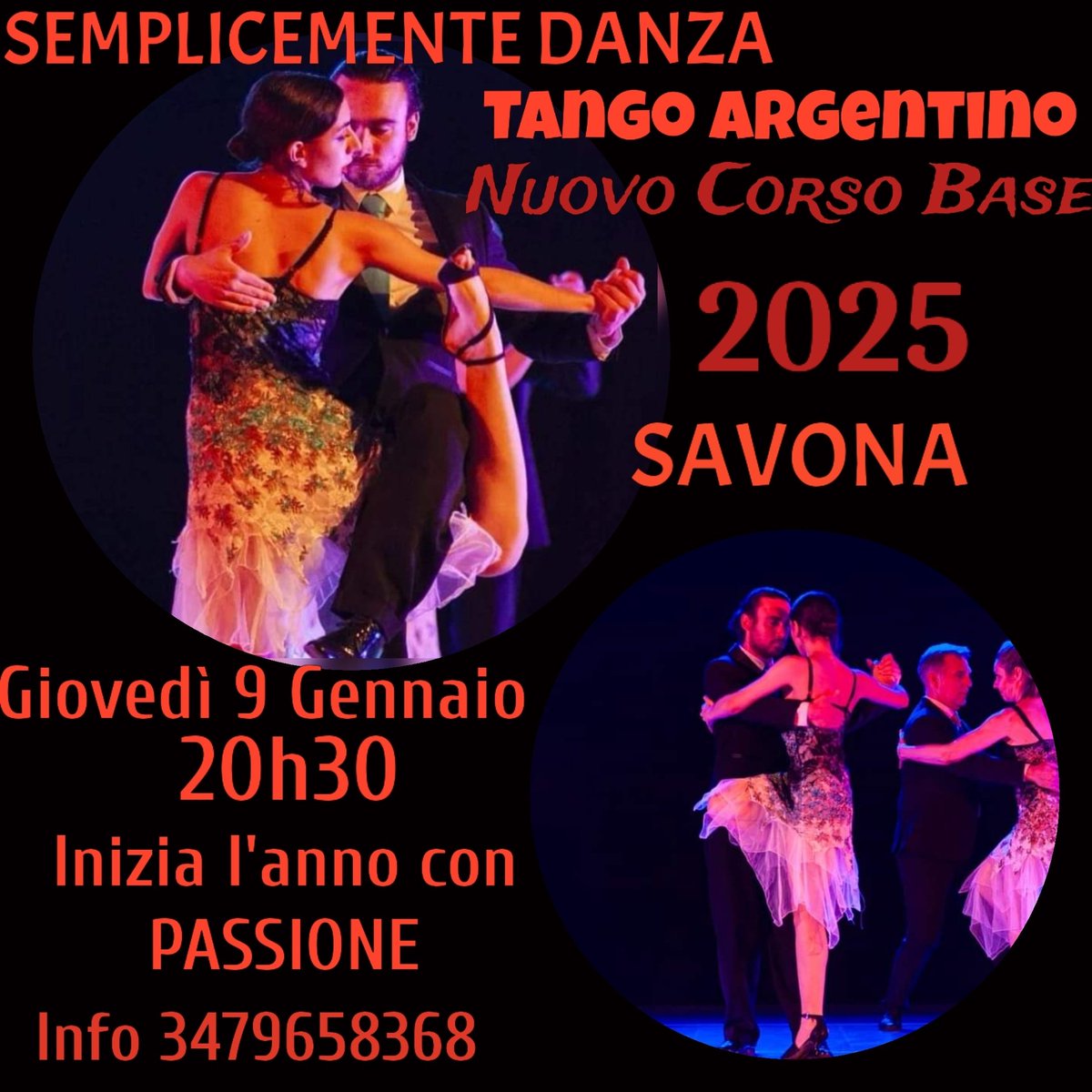 giokitango's tweet image. 🎉🎇🎆Anno nuovo.... 🎇🎆🎉NUOVO CORSO TANGO ARGENTINO BASE ❤️2025❤️a Savona, da Semplicemente Danza ... Giovedì 9 Gennaio 2025, 20h30... 💃‼️Vieni a provare? ‼️💃🕺Sarai tu a scegliere il tango? O sarà il tango che ti sceglierà? Prenota la tua lezione al 3479658368