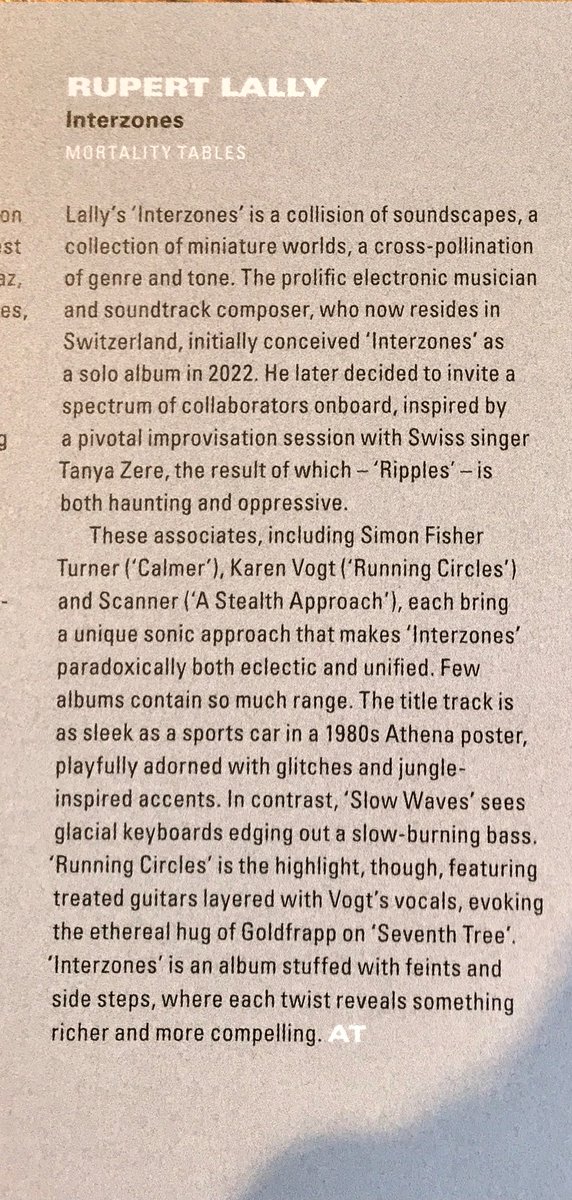 Rupert Lally (@rupertlally) on Twitter photo Massive thanks to <a href="/ElectronicMagUK/">Electronic Sound</a> for this fantastic review of my latest album, Interzones, out on <a href="/MortalityTables/">Mortality Tables</a>, featuring <a href="/robinrimbaud/">Robin Rimbaud - Scanner</a>, <a href="/karenvogtmusic/">Karen Vogt (was here)</a>, <a href="/TheHomeCurrent/">The Home Current</a>, @hattiecooke, @salfordelectron and more Massive thanks to <a href="/ElectronicMagUK/">Electronic Sound</a> for this fantastic review of my latest album, Interzones, out on <a href="/MortalityTables/">Mortality Tables</a>, featuring <a href="/robinrimbaud/">Robin Rimbaud - Scanner</a>, <a href="/karenvogtmusic/">Karen Vogt (was here)</a>, <a href="/TheHomeCurrent/">The Home Current</a>, @hattiecooke, @salfordelectron and more