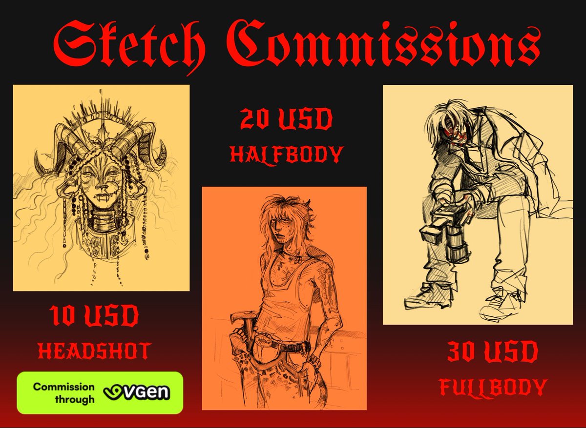 I moved my commission services to #VGen ! I will open more options with time, for now I still have some sketch slots open. You don't need an account to order btw! Just an email address 
vgen.co/sammylux