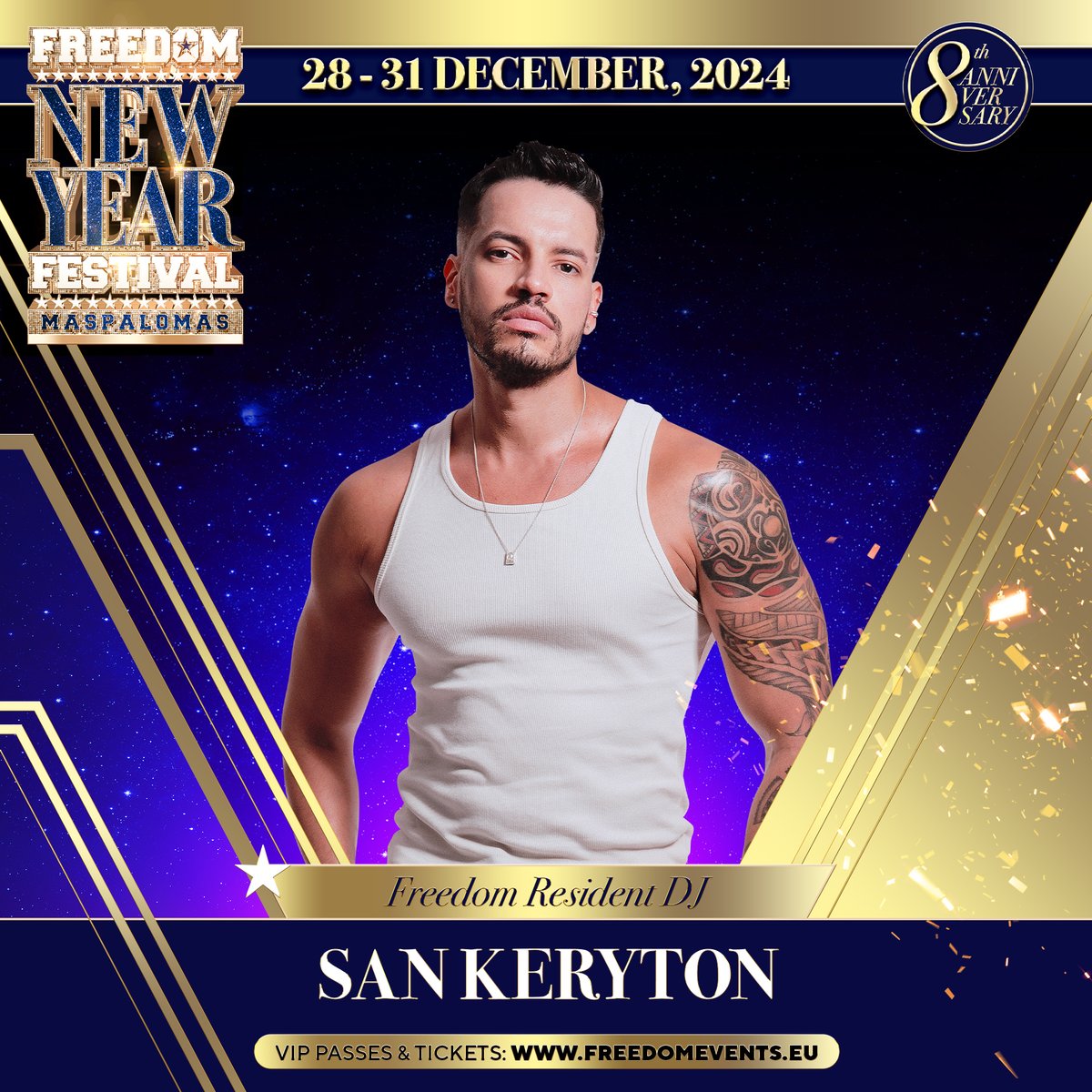 TODAY SATURDAY 28 DECEMBER | HOY SÁBADO 28 DE DICIEMBRE
Freedom Party “Tutti Frutti”.
From 12:00h to 18:00. 📍Hotel AxelBeach Maspalomas.
Freedom resident Djs: San Keryton from Brazil – Joseph Wolf from Colombia.
Freedom Guest Dj: Jonay BJ from Gran Canaria.