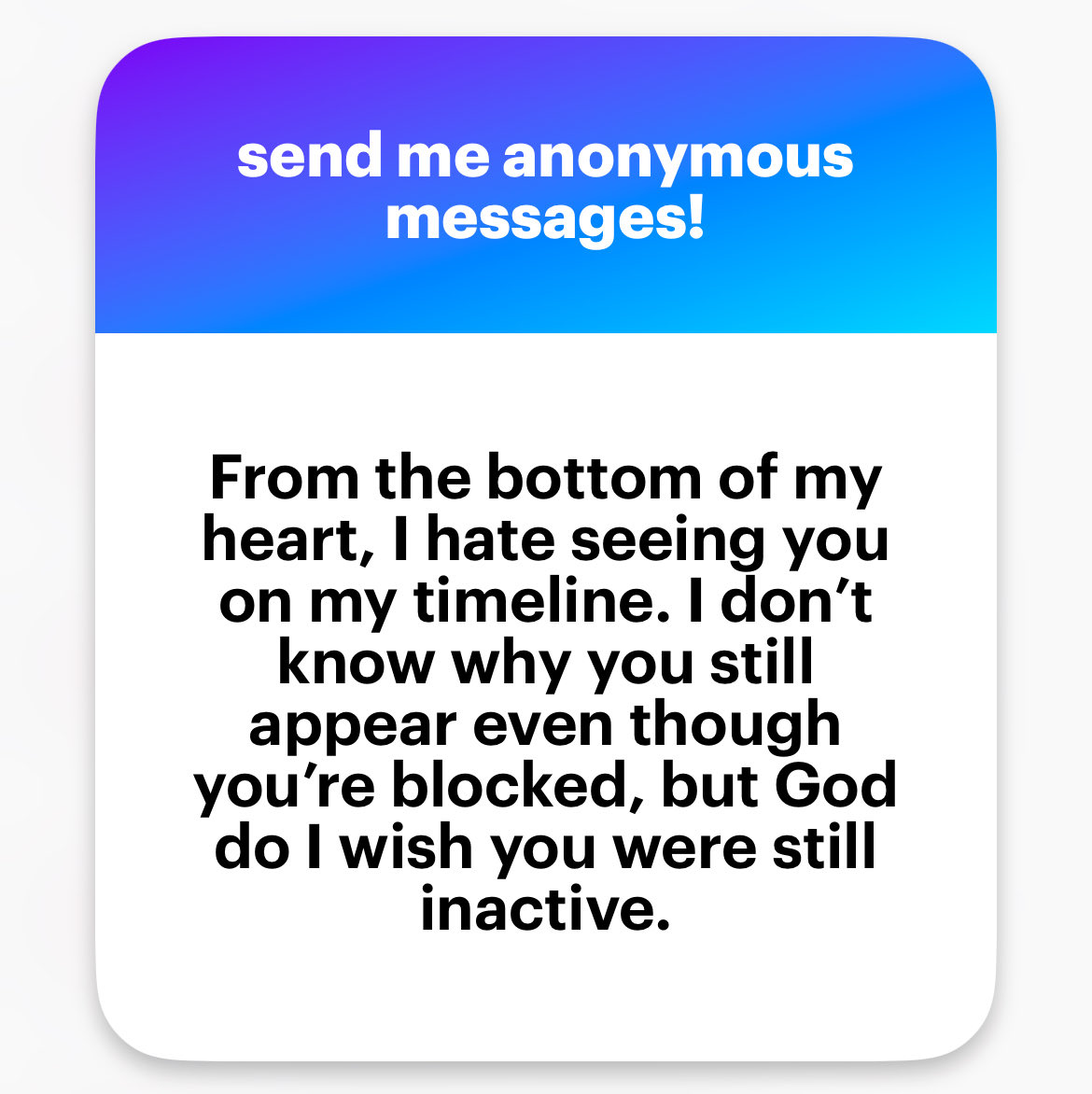 j ain’t out rn but this is crazy. 💀💀 this is also a you problem lmaooo. go to therapy or something cause hating someone who ain’t done shit is your own issue mate. muting and then blocking might work, getting a grip might also work. 👍 - 🎞️