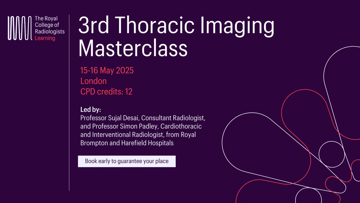 The Royal College of Radiologists (@rcradiologists) on Twitter photo Our Thoracic Imaging Masterclass is back!
These sessions will cover the fundamentals of thoracic anatomy, imaging techniques and the key radiological signs.
Find out more: tinyurl.com/y7mpakrm
<a href="/_the_SRT/">The Society of Radiologists in Training</a> @BSTIimaging <a href="/BTSrespiratory/">British Thoracic Society (BTS)</a> Our Thoracic Imaging Masterclass is back!
These sessions will cover the fundamentals of thoracic anatomy, imaging techniques and the key radiological signs.
Find out more: tinyurl.com/y7mpakrm
<a href="/_the_SRT/">The Society of Radiologists in Training</a> @BSTIimaging <a href="/BTSrespiratory/">British Thoracic Society (BTS)</a>