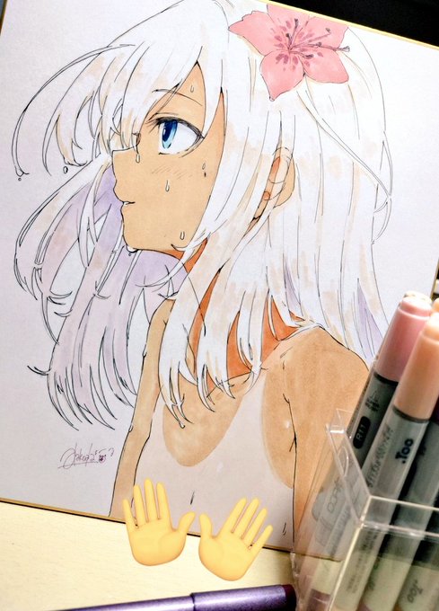 明日が仕事納めなので時間が全く無いんですが、ろーちゃんの色紙1枚だけ持っていきます🌸 