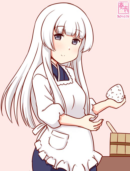 「朝食でございます。
 提督様、たあんと召し上がれ。おかわりもぜひ。
 さあ!!たんと!!!」

#艦これ版真剣お絵描き60分一本勝負_20241227
#白雲 