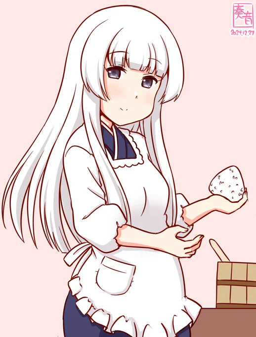 「朝食でございます。 提督様、たあんと召し上がれ。おかわりもぜひ。 さあ!!たんと!!!」#艦これ版真剣お絵描き60分一本勝負_20241227#白雲 