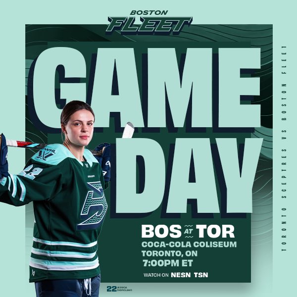 PWHL_Boston's tweet photo. It’s hockey night in The Six ‼️

🆚: @PWHL_Toronto 
⏰: 7:00PM ET
📍: Coca-Cola Coliseum 
📺: @NESN https://t.co/j6dW54jc1X