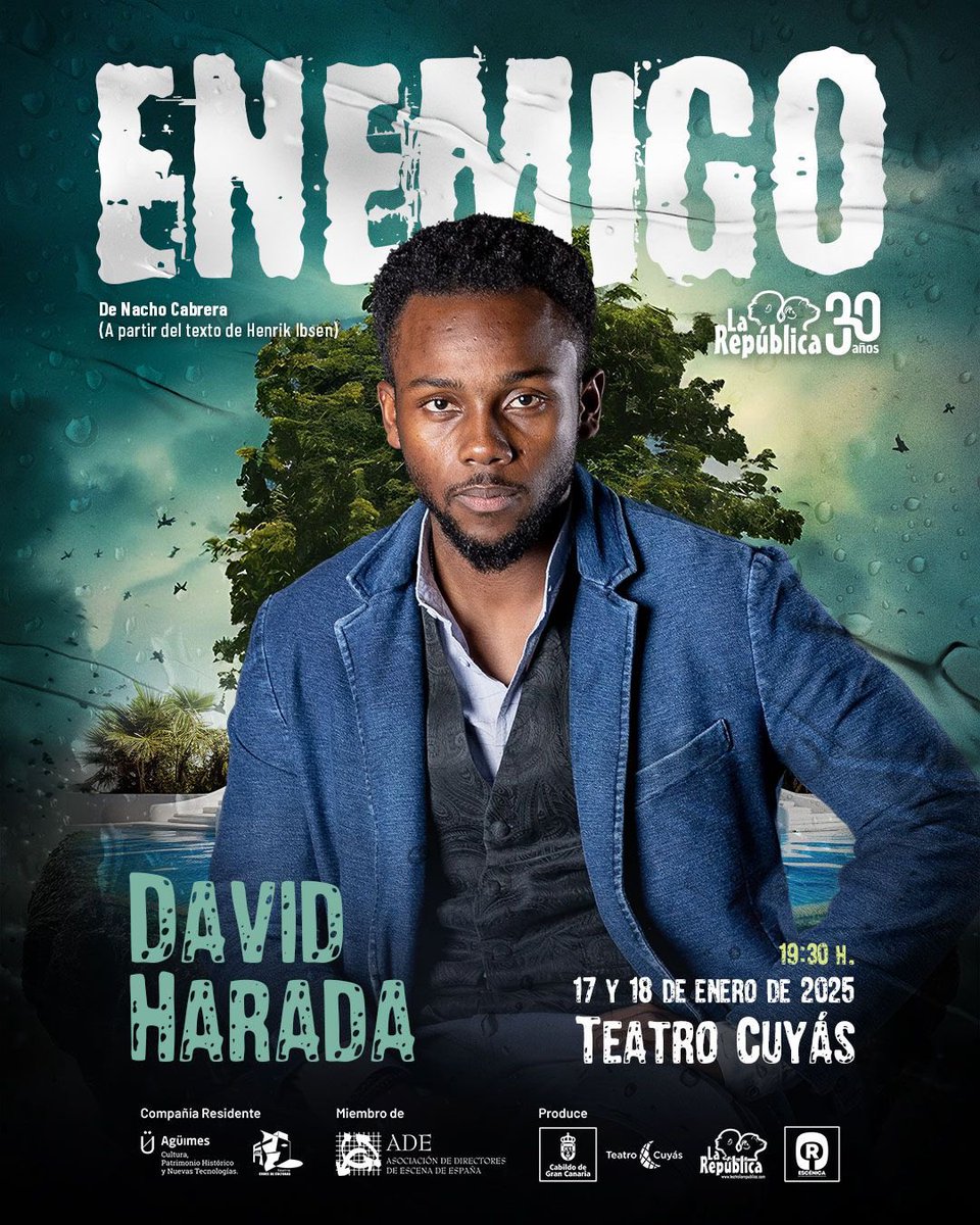 🔷 David Harada interpreta entre otros personajes al astuto Teo Demer, editor del periódico local. También encarna a Matías, suegro del Dr. Stockmann.
 ENEMIGO de TEATRO LA REPÚBLICA
 Dirección y adaptación: Nacho Cabrera
 Con: Toni Báez, Alberto Aliaga, David Harada y Niria Ro.