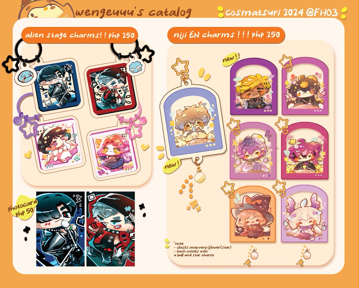 wengeuuu26's tweet image. [rts &amp;amp; likes are appreciated💛]
aaaa yippe dropping my #CosplayMatsuri2024 catalog TvT ueue ! ! 

i&apos;ll be @ table FH03 with @ Aquatic Squad  ! ! &amp;gt;:33 cyacyaaa    

✨alnst, hoyogames, valorant, niji etc.
(1/2)

#FanFairAtCosplayMatsuri2024  #Cosmatsu2024