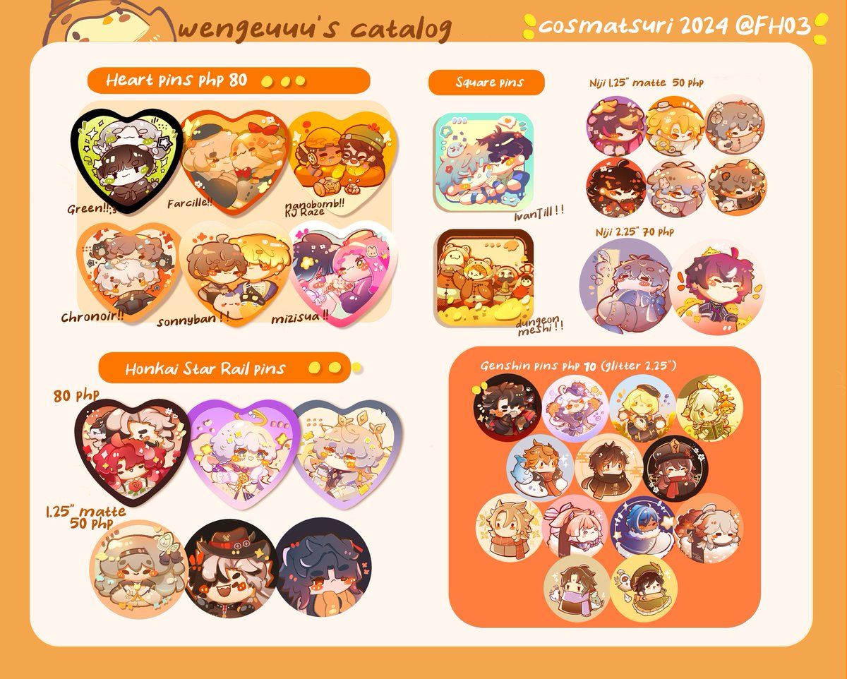wengeuuu26's tweet image. [rts &amp;amp; likes are appreciated💛]
aaaa yippe dropping my #CosplayMatsuri2024 catalog TvT ueue ! ! 

i&apos;ll be @ table FH03 with @ Aquatic Squad  ! ! &amp;gt;:33 cyacyaaa    

✨alnst, hoyogames, valorant, niji etc.
(1/2)

#FanFairAtCosplayMatsuri2024  #Cosmatsu2024