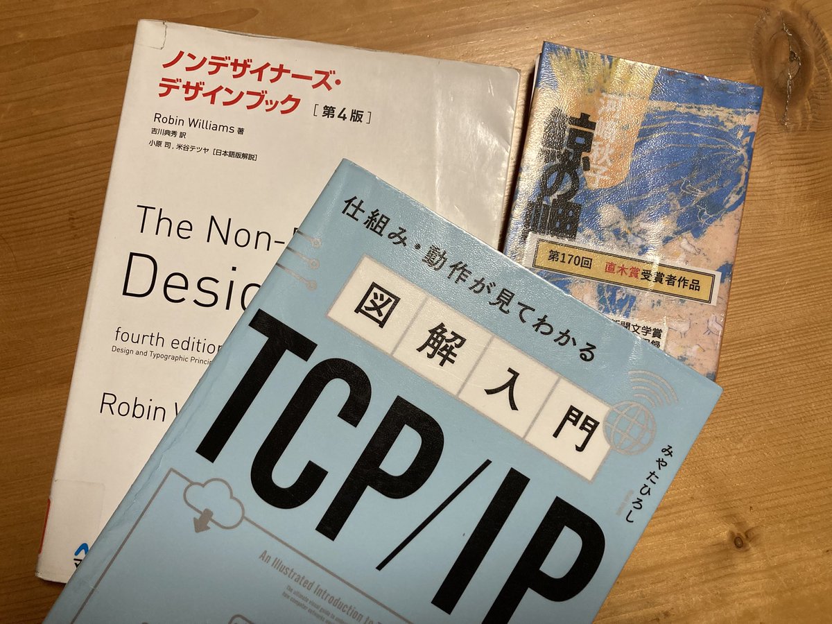 eierkochen_tech's tweet photo. 最寄りの本屋が遠く、パラパラ見てから買えないから図書館でお取り寄せ

TCP/IPはなかなかのボリューム！これは買って手元に置いておこう

この2ヶ月文章を横にしか読んでいないから、脳が縦読みを欲してて、ご褒美の小説

年末年始忙しいw 小説まで辿り着けるかな

#テックキャンプ https://t.co/8hnocLrqUc