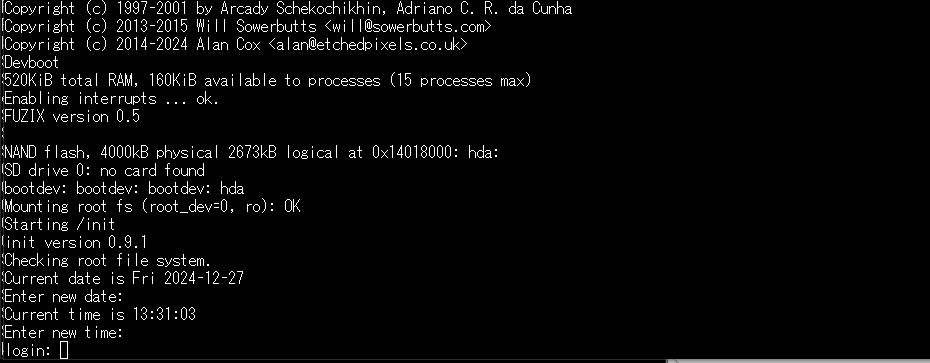 kazueda's tweet image. 別途コンパイルしたpicotoolでfilesystem.uf2をloadすると、PSRAMのファイルシステムを使用可能となります。
#fuzix #raspberrypipico2