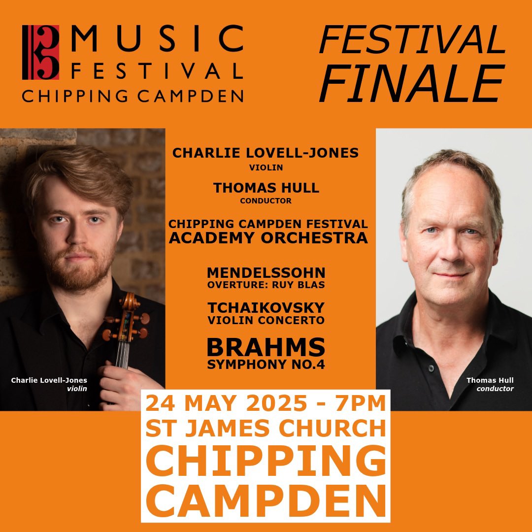 For the 2025 Festival Finale 24/05/25 <a href="/CharlieLovellin/">Charlie Lovell-Jones</a> joins the Festival Academy Orchestra in #Tchaikovsky Violin Concerto. #Brahms Symphony no. 4. Tickets on sale 18/02/25. Become a Festival Patron or Friend and enjoy priority booking from 28/01/25 campdenmayfestivals.co.uk/music/patrons-…