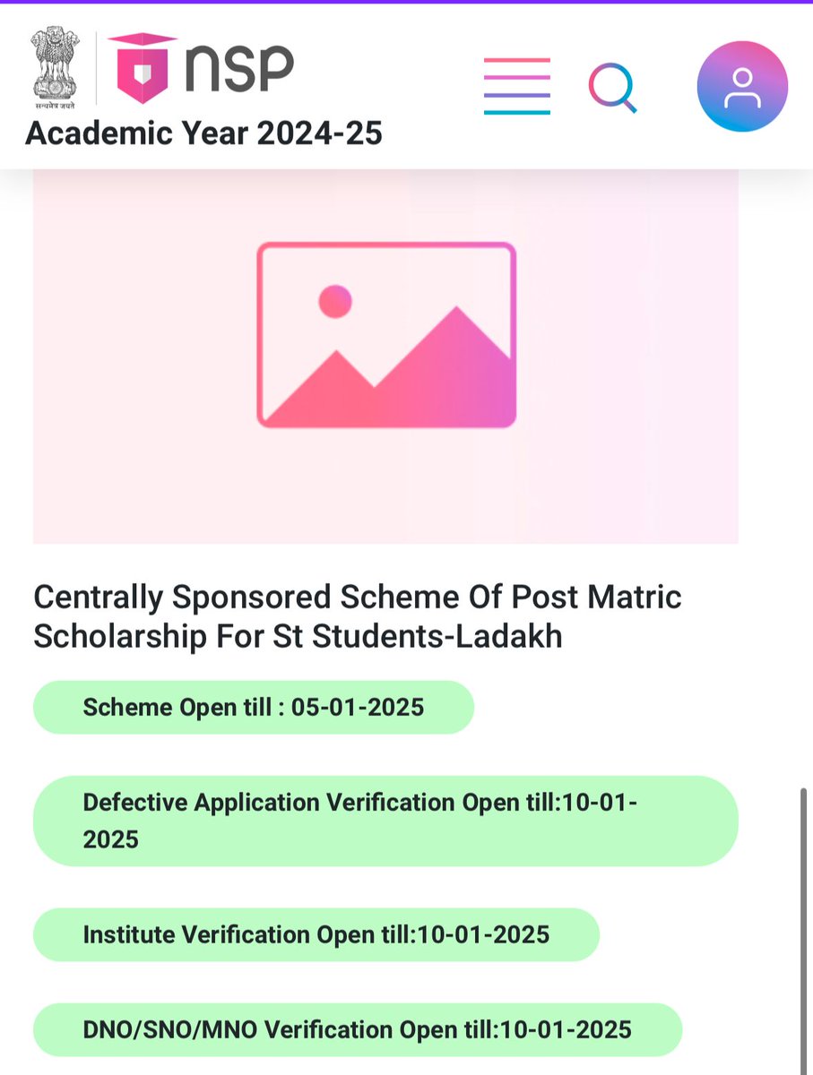 Social and Tribal Welfare Ladakh (@socialladakh) on Twitter photo The deadline for application for #Scholarship under the Centrally Sponsored Scheme of Pre and Post-Matric Scholarship for ST Students of Ladakh has been extended till 05.01.2024. All eligible candidates shall apply within the given period.
<a href="/TribalAffairsIn/">Ministry of Tribal Affairs, Govt. of India</a> <a href="/LadakhSecretary/">Secretary UT Ladakh</a> The deadline for application for #Scholarship under the Centrally Sponsored Scheme of Pre and Post-Matric Scholarship for ST Students of Ladakh has been extended till 05.01.2024. All eligible candidates shall apply within the given period.
<a href="/TribalAffairsIn/">Ministry of Tribal Affairs, Govt. of India</a> <a href="/LadakhSecretary/">Secretary UT Ladakh</a>