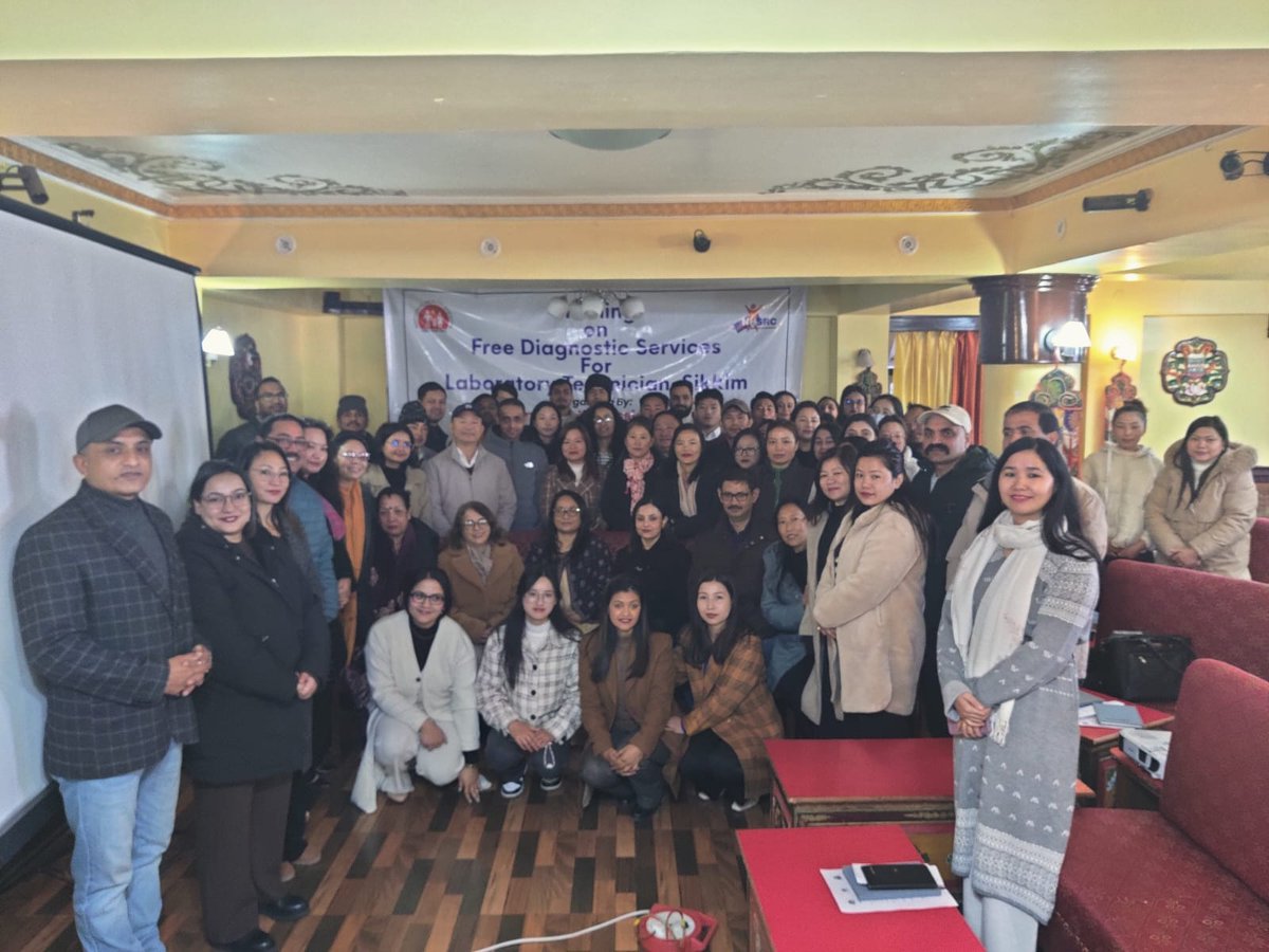 NHSRCINDIA's tweet photo. A team from the Regional Resource Centre for North-East States facilitated the "Training on Free Diagnostic Services for Laboratory Technicians" at the Hotel Tibet, Gangtok. The event was organized by the NHM, Sikkim, in collaboration with the Healthcare Technology Division, RRCNE. The training was inaugurated in the esteemed presence of Dr. Anusha Lama, PDHS cum MD, NHM Sikkim, Dr. Raj Prabha Moktan, Director of RRCNE, Dr. D.C.Sharma, PDHS, SNO NHM and Dr. Salona Mukhia, ADHS and SPM, NHM Sikkim and State Officials of NHM Sikkim.
A total of 99 Laboratory Technicians from District Hospitals (DHs), Community Health Centres (CHCs), and Primary Health Centres (PHCs) have undergone training on the Free Diagnostic Service Initiative (FDSI) in two batches. The training encompassed both theoretical and practical components. Resource persons from Biochemistry and Microbiology departments of Sir Thutob Namgyal Memorial Hospital (STNM) and pathologist from DH, Gyalshing provided the theoretical sessions on tests performed in the Biochemistry, Microbiology and Pathology covering topics such as sample collection and rejection criteria, test procedures, biosafety levels, rapid test kits, internal quality control and External Quality. The hands-on training was offered to technicians on operating Biochemistry Analysers and Haematology Analysers by service engineers of Trans Asia.
The training was a great success as the participants highlighted its importance especially after a long gap of more than ten years. They also expressed a strong desire for more frequent trainings with an extended duration. The training strengthened the theoretical knowledge in laboratory services and provided the laboratory technicians with the essential skills to operate Haematology and Biochemistry Semi-Auto analysers. This enhancement in laboratory services, coupled with the availability of these diagnostic tools, will help the state of Sikkim in reducing the out-of-pocket expenses for diagnostics.
#NHM #NHMSikkim #MoHFW #RRCNE #HealthcareTechnology #NorthEast #Sikkim #FDSI #FreeDiagnostic #CHC #PHC #Healthservices
