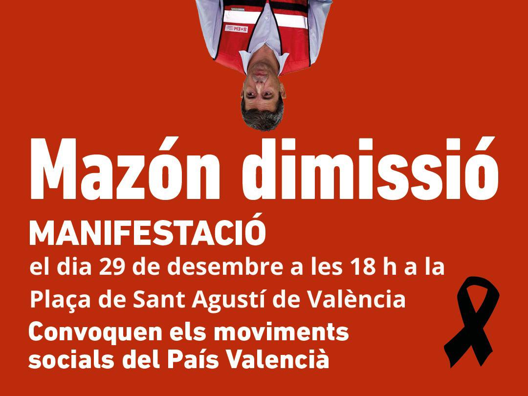 Este domingo le vamos a volver a decir a Mazón que dimita de una maldita vez. 

Es la tercera manifestación en 2 meses.
