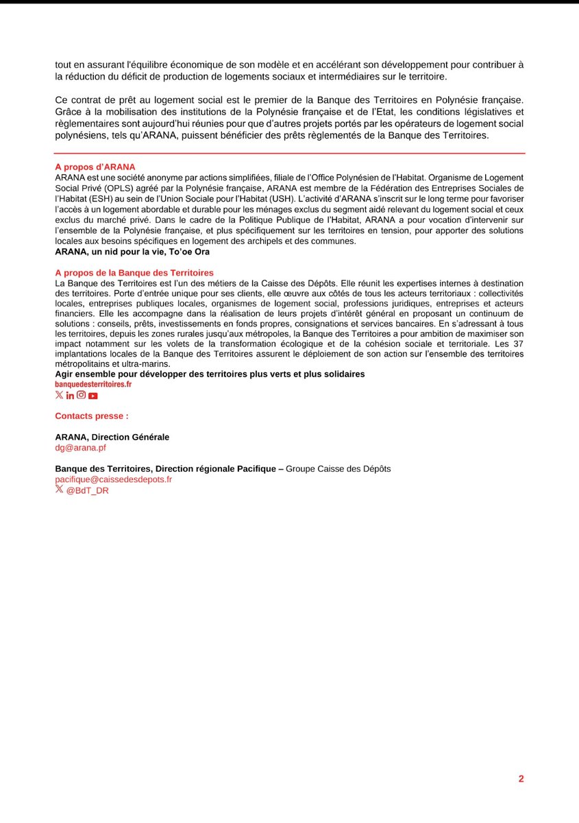 Le premier prêt de financement d'une opération de #LogementSocial en #PolynesieFrancaise a été signé avec le nouvel opérateur #Arana filiale de l'#OPH.
<a href="/BenSafiJoris/">Joris Ben Safi</a> <a href="/BanqueDesTerr/">Banque des Territoires</a> <a href="/Moetai1/">Moetai Brotherson</a> <a href="/BrayenSooranna/">Brayen Sooranna</a>