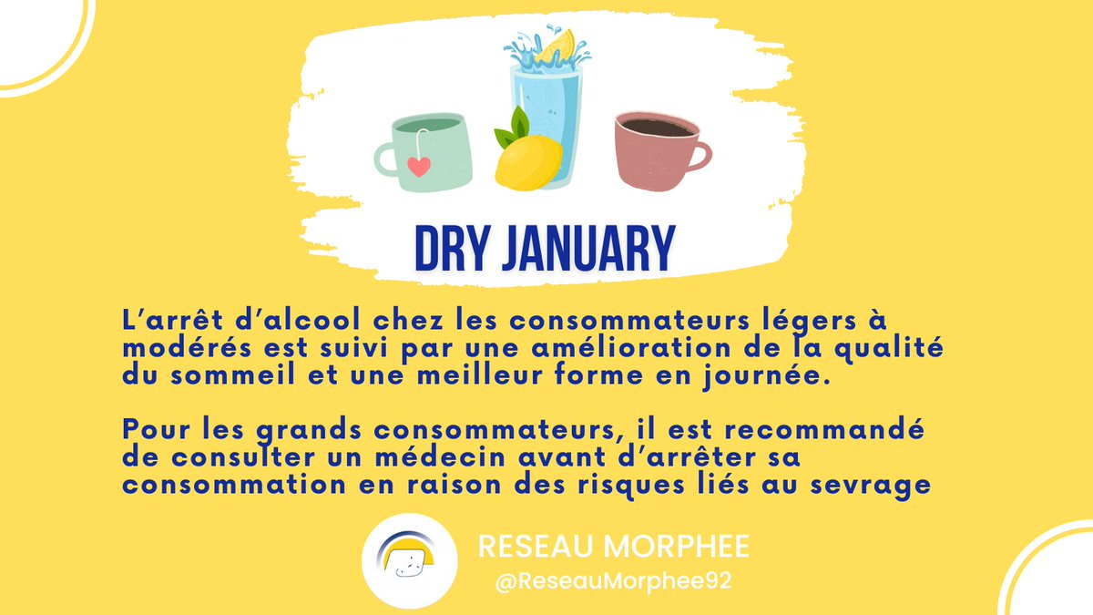 Et si le #DryJanuary était l'occasion de mieux dormir ? 🍃 Réduire l’alcool améliore la qualité du sommeil et booste l’énergie. Un mois pour tester, une habitude à adopter ! 💤 #Sommeil #Santé #alcool
Plus d'infos ⏩ blog.reseau-morphee.fr/2024/01/03/les…