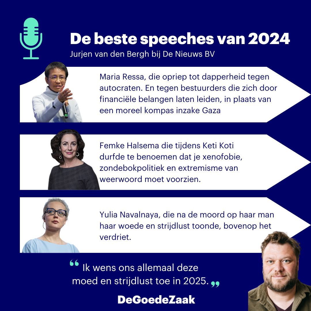 Wat was de beste speech van het jaar? Jurjen schoof tijdens kerst aan bij De Nieuws BV om drie speeches te bespreken. Dit jaar drie vrouwen met maar al te actuele thema's.. Je kunt de hele aflevering beluisteren via buff.ly/4fAZvGg