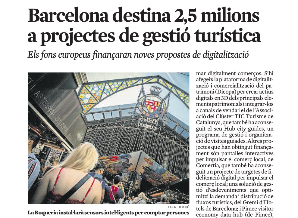 Barcelona Turisme (@barcelonaturism) on Twitter photo 💡 L'Ajuntament de Barcelona destinarà 2,5M€ dels fons Next Generation a 9 projectes d'innovació turística de 7 entitats locals. Objectiu: millorar serveis i reforçar el retorn al comerç local.
<a href="/BarcelonaTurism/">Barcelona Turisme</a> <a href="/bcn_ajuntament/">Ajuntament de Barcelona</a> <a href="/CambraBCN/">Cambra de Comerç de Barcelona</a> <a href="/TurismeDIBA/">TurismeDIBA</a> 💡 L'Ajuntament de Barcelona destinarà 2,5M€ dels fons Next Generation a 9 projectes d'innovació turística de 7 entitats locals. Objectiu: millorar serveis i reforçar el retorn al comerç local.
<a href="/BarcelonaTurism/">Barcelona Turisme</a> <a href="/bcn_ajuntament/">Ajuntament de Barcelona</a> <a href="/CambraBCN/">Cambra de Comerç de Barcelona</a> <a href="/TurismeDIBA/">TurismeDIBA</a>