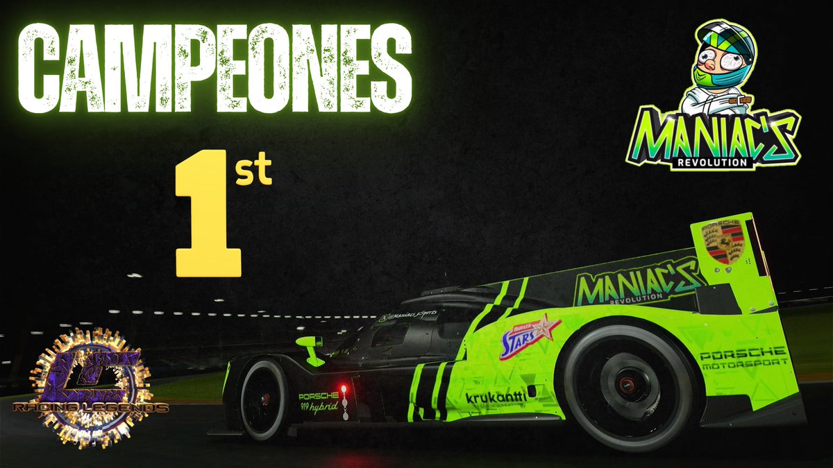 LC Community (@community_lc) on Twitter photo Tras pasar las dos primeras fases eliminatorias llegaron a la fase final donde se han medido a los 14 mejores equipos del campeonato en una final a 4 carreras. Enhorabuena <a href="/Maniacs_eSports/">Maniac’s Revolution Club de e-Sports</a> sois los primeros campeones de la competición LC RACING LEGENDS Tras pasar las dos primeras fases eliminatorias llegaron a la fase final donde se han medido a los 14 mejores equipos del campeonato en una final a 4 carreras. Enhorabuena <a href="/Maniacs_eSports/">Maniac’s Revolution Club de e-Sports</a> sois los primeros campeones de la competición LC RACING LEGENDS