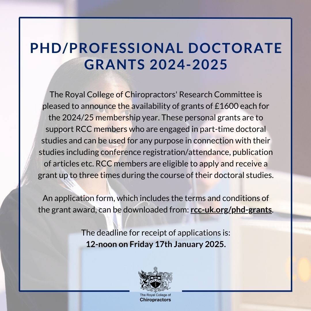 A reminder that the RCC has PhD/Professional Grants available for the 2024/25 membership year.

Visit: rcc-uk.org/phd-grants/ for more information and to apply
Application deadline: 12-noon, Friday 17th January 2025