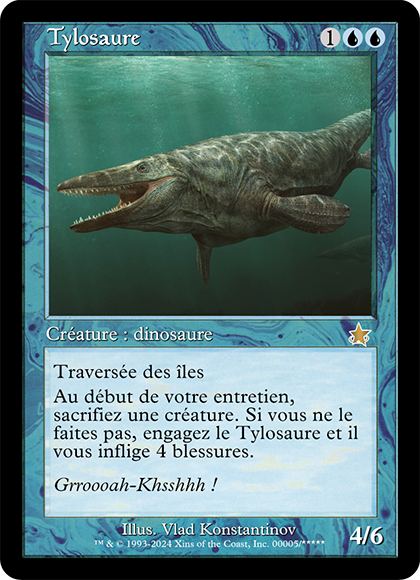 smfcorp's tweet photo. Avec son Tylosaure, Xins remporte notre défi #mtgcustomcard où l'objectif était de créer une créature préhistorique avec une capacité qui évoque l'origine des temps. Bravo !

https://t.co/48Cbkwva0o https://t.co/7LwAyx1vq3