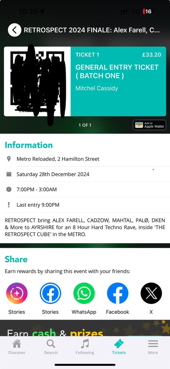 MitchelCassidy's tweet photo. Selling an Alex Farrell ticket on the 28th, will take £30 https://t.co/JulW7wzl4V