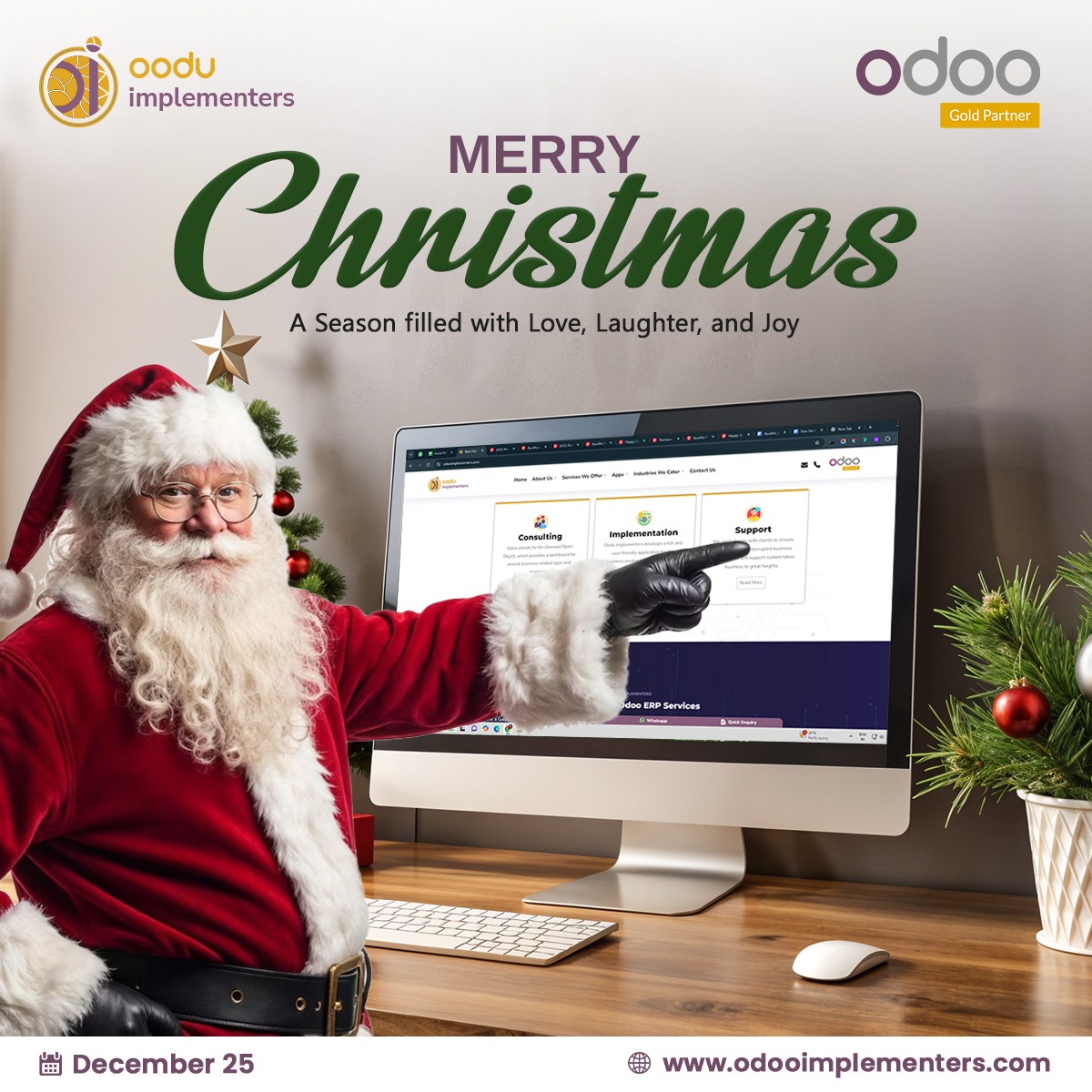 Oodu6's tweet photo. This Christmas, let the spirit of innovation and growth light up your business journey. At Oodu Implementers, we are grateful for the trust and collaboration we’ve shared this year.
Reach Us at: https://t.co/U63WQPVHPa
#OI #OoduImplementers #OdooPartners #MerryChristmas #Growth https://t.co/nby47woZJK