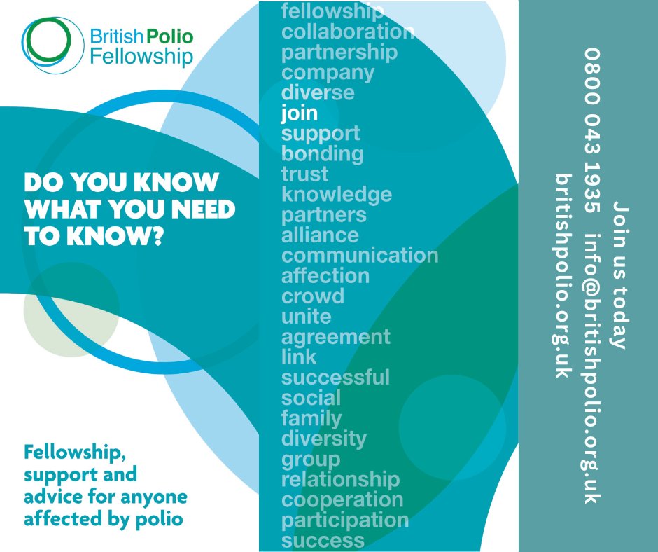 Are you affected by #polio, the late effects of polio and/or post-polio syndrome? There are many benefits to joining the British Polio Fellowship Get in touch.