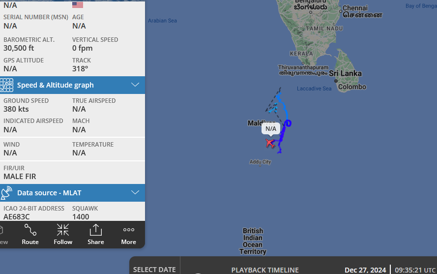 SirListenalot's tweet photo. 0130z #P8 #AE6844 #MN634 rtb Isa
0805z #P8 #AE6781 #MN633 operating out of Isa, Bahrain
0935z #P8 #AE683C operating near the Maldives (out of ???) https://t.co/viZY5wshhw