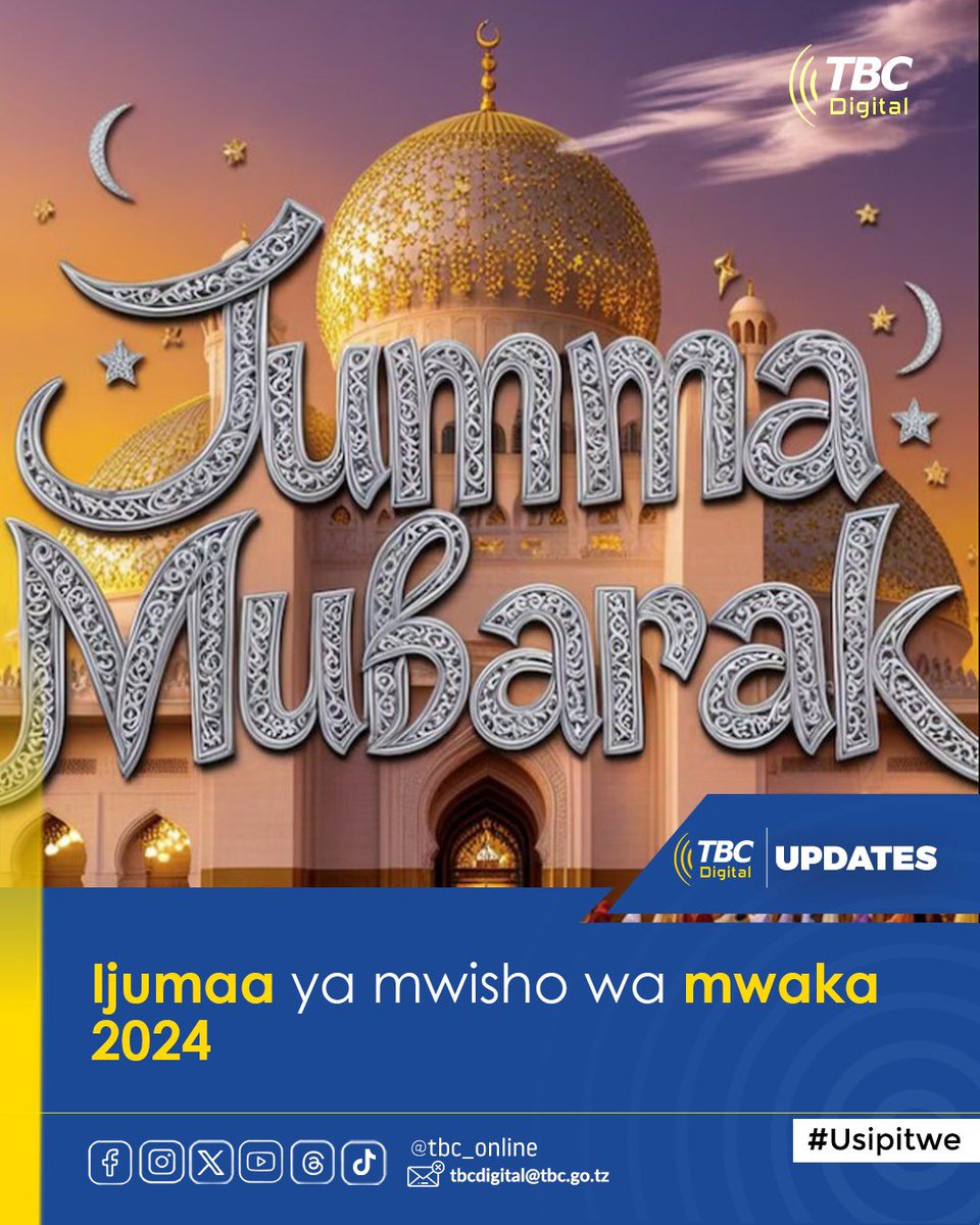 TBConlineTZ's tweet photo. Ijumaa ya mwisho wa mwaka 2024

Unafahamu kuwa leo Desemba 27, 2024 ni siku ya ‘Ijumaa’ ya mwisho kwa mwaka 2024?

Umeitumia vipi siku hii?

✍🏻@rahma_hussein25

#tbcupdates
#tbcdigital
#tbconline https://t.co/X9QRBl3Xjf