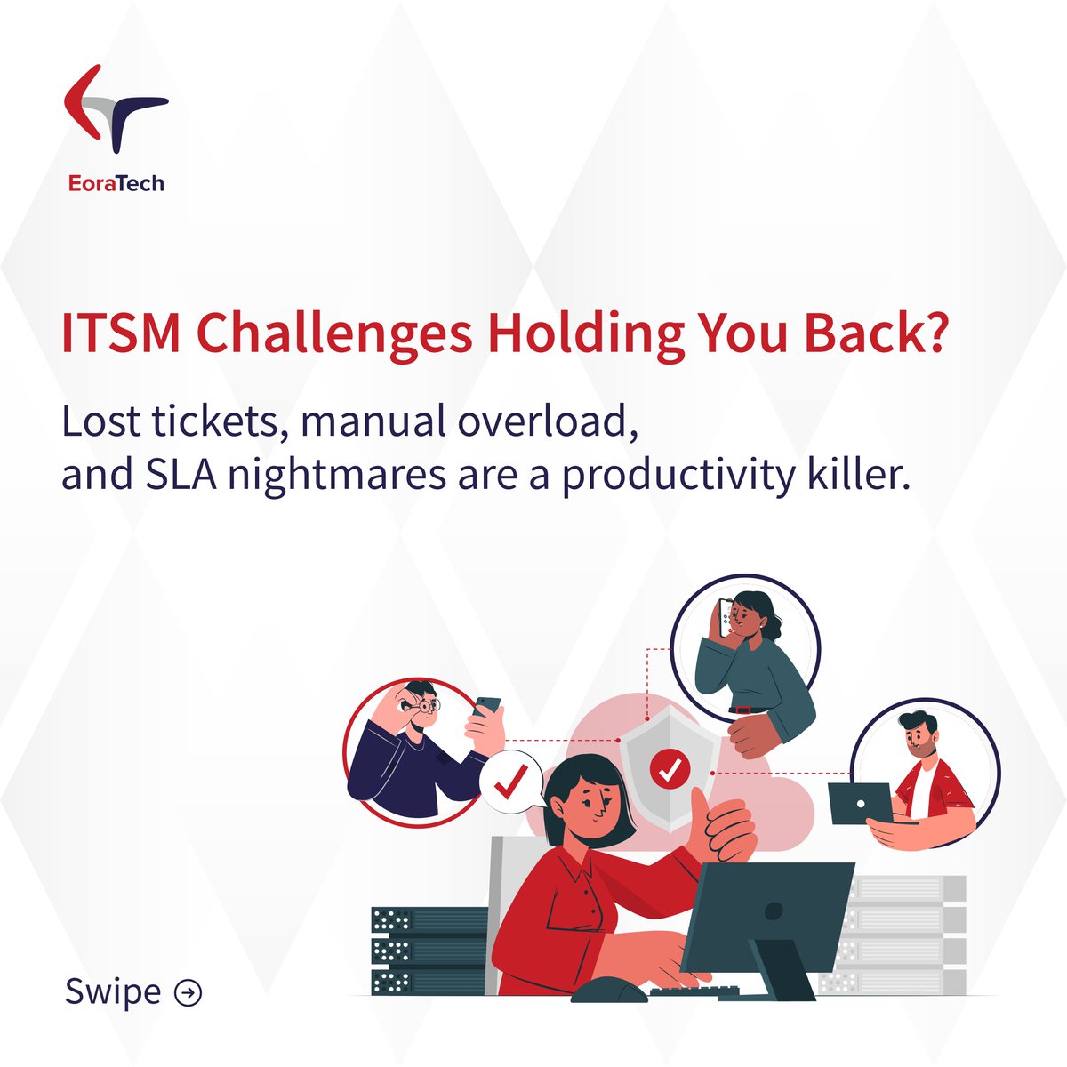 EoraTech's tweet image. IT headaches slowing you down? It&apos;s time to bring order to the chaos! #EoraTech&apos;s ITSM solutions are here to:
✔️ Streamlined ticketing
✔️ Automated workflows
✔️ SLA compliance
Goodbye delays, hello productivity!
Transform your IT operations now: eoratech.com/itsm-solutions/ (1/2)