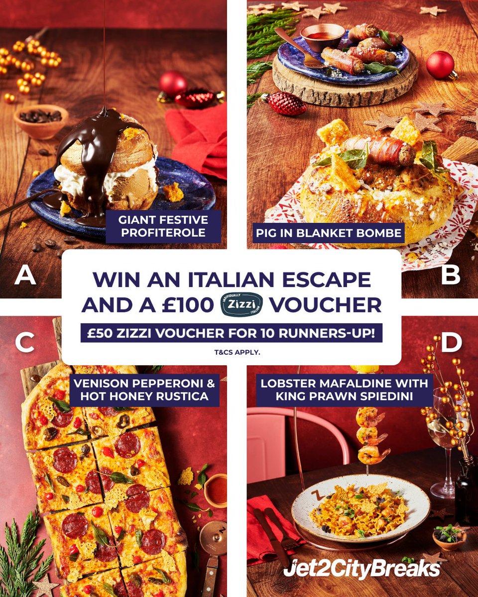 Now's your chance to WIN a dream escape to Italy AND enjoy a £100 feast at <a href="/WeAreZizzi/">Zizzi</a>! 🍕 Plus, 10 runners-up will receive a £50 Zizzi voucher 🌟

Which dish would you choose? Vote for your favourite below👇

Enter here: spr.ly/6015vu6oZ