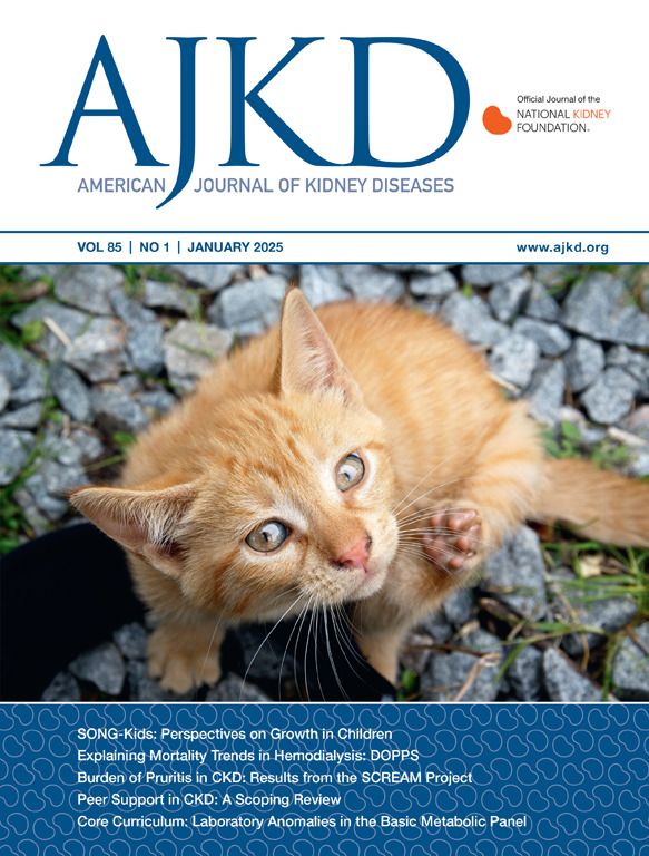 The January 2025 issue is now available: bit.ly/3DwiPaE 

Highlights:
- SONG-Kids: Perspectives on Growth in Children
- Explaining Mortality Trends in HD: DOPPS
- Pruritus Burden in CKD: Results from SCREAM 
- Peer Support in CKD: A Scoping Review
- CC: Lab Anomalies