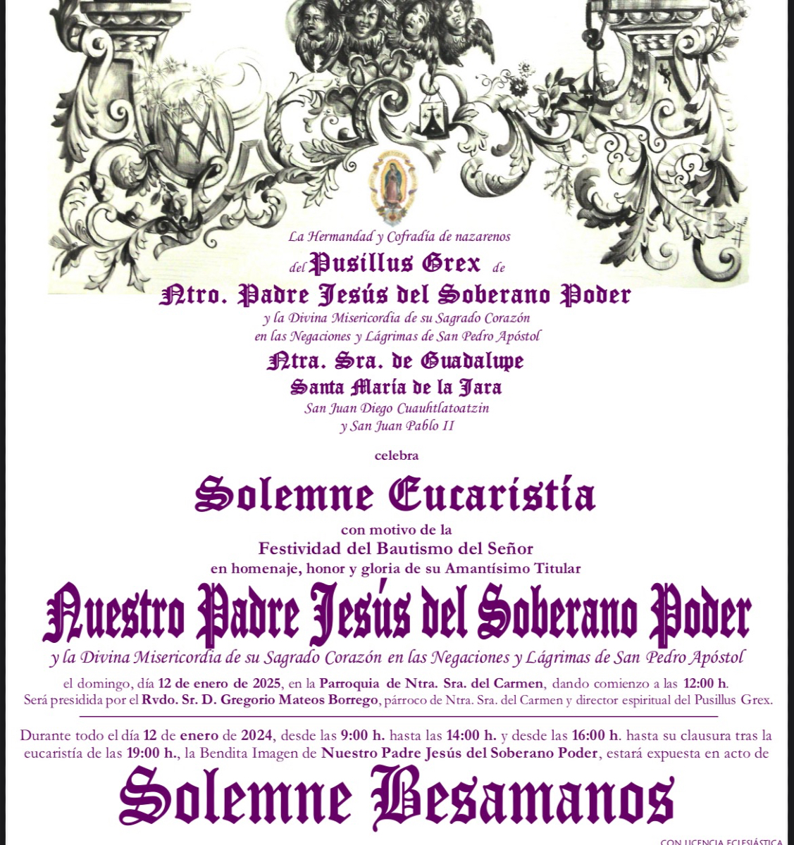 🔵 Cultos de Ntro. Padre Jesús del Soberano Poder.
- Solemne Eucaristía el día 12 de enero , a las 12:00 h.
- Solemne Besamanos el 12 de enero, de 9:00 h. a 14:00 h y de 16:00 h. a 20:00 h.
#px #soberanopoder #pusillusgrex
