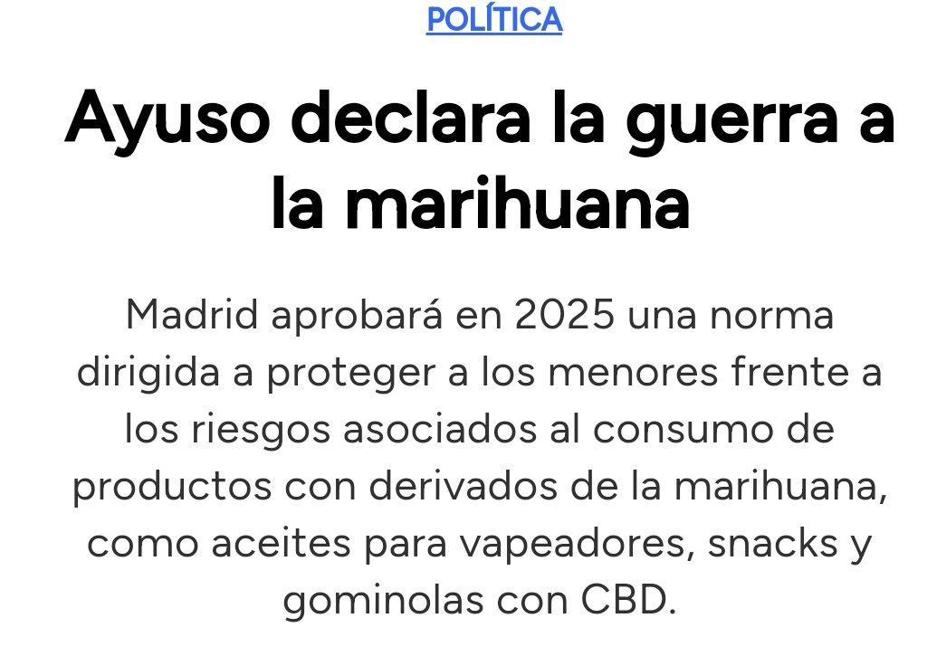 Capitán Ganjah (@mintxoles) on Twitter photo Si a Navarra y a Catalunya se les prohibió regular el cannabis por ser competencia estatal ¿Porqué a Madrid sí? <a href="/sanchezcastejon/">Pedro Sánchez</a> ¿Va a decidir Madrid como se regula el CBD por todos? Esto es constitucional?
¿Hay algún jurista en la sala? Si a Navarra y a Catalunya se les prohibió regular el cannabis por ser competencia estatal ¿Porqué a Madrid sí? <a href="/sanchezcastejon/">Pedro Sánchez</a> ¿Va a decidir Madrid como se regula el CBD por todos? Esto es constitucional?
¿Hay algún jurista en la sala?