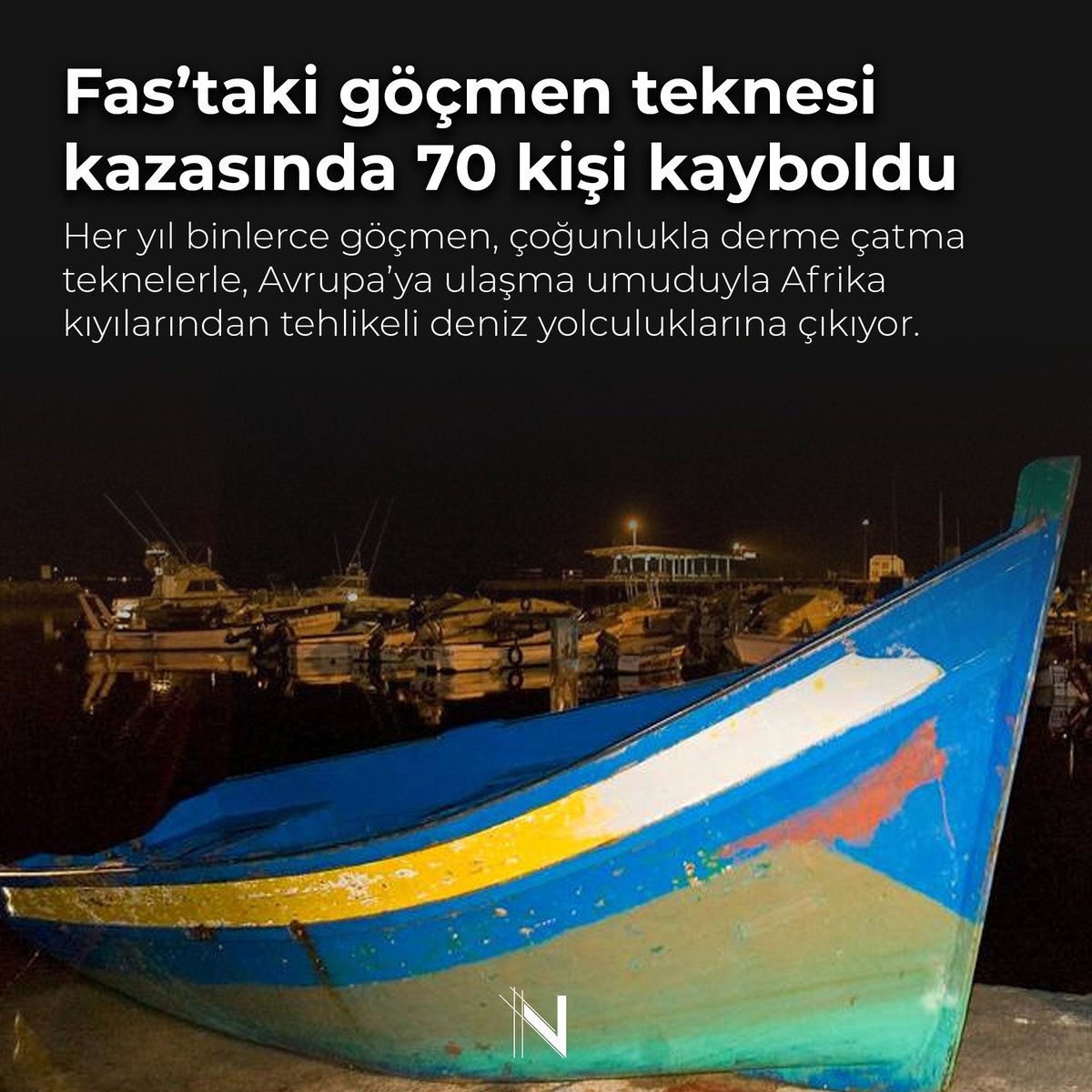 Her yıl binlerce göçmen, çoğunlukla  derme çatma teknelerle, Avrupa’ya ulaşma umuduyla Afrika kıyılarından tehlikeli deniz yolculuklarına çıkıyor.

newstimehub.com/fastaki-gocmen…

#Gündem #Afrika #Fas #Göçmen #Kaza