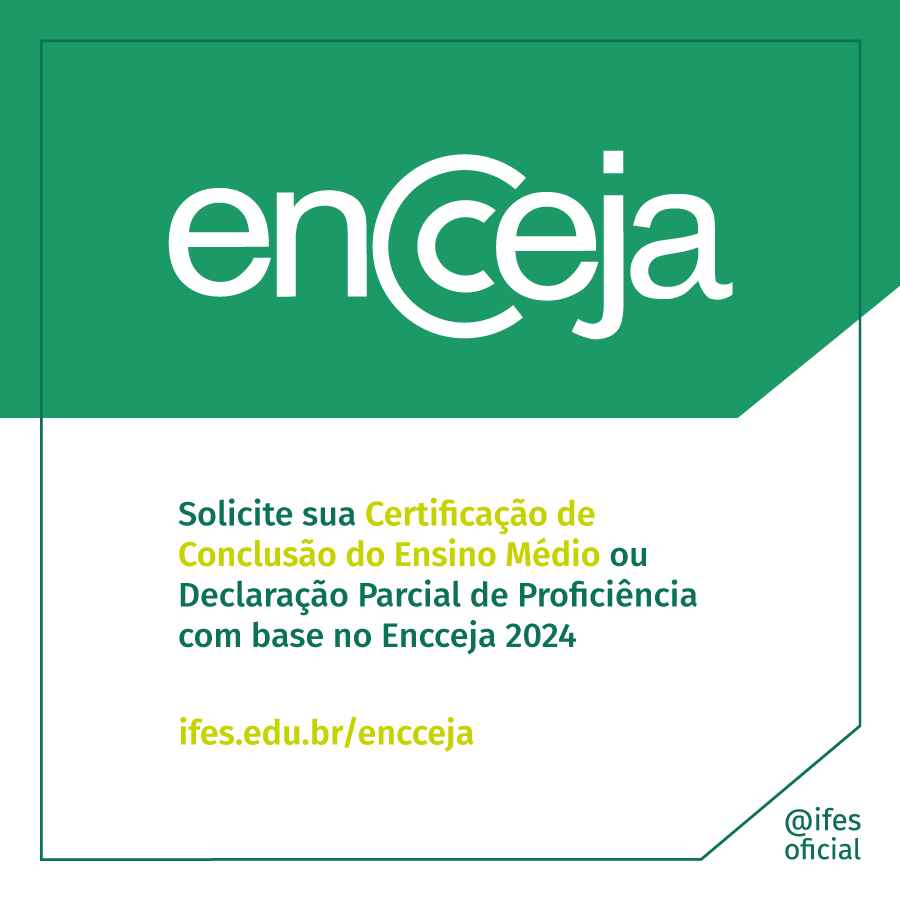Se você selecionou o Ifes como instituição certificadora no Encceja, a partir de 30 de dezembro já é possível solicitar a sua Certificação do Ensino Médio ou da Declaração Parcial de Proficiência!

Confira todas as orientações: ifes.edu.br/noticias/21731…