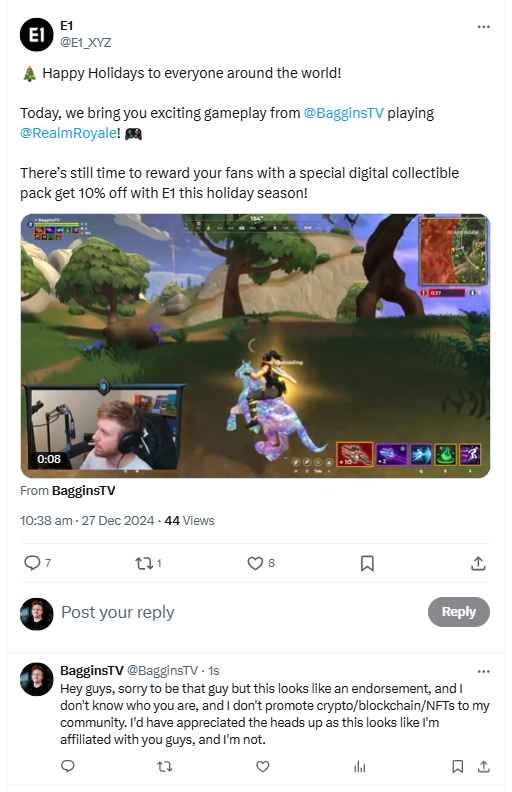 BagginsTV's tweet photo. Please reach out to creators first when you want to use their content in a promotion if you are not affiliated with them 🙏 https://t.co/lxf0VNOB4N