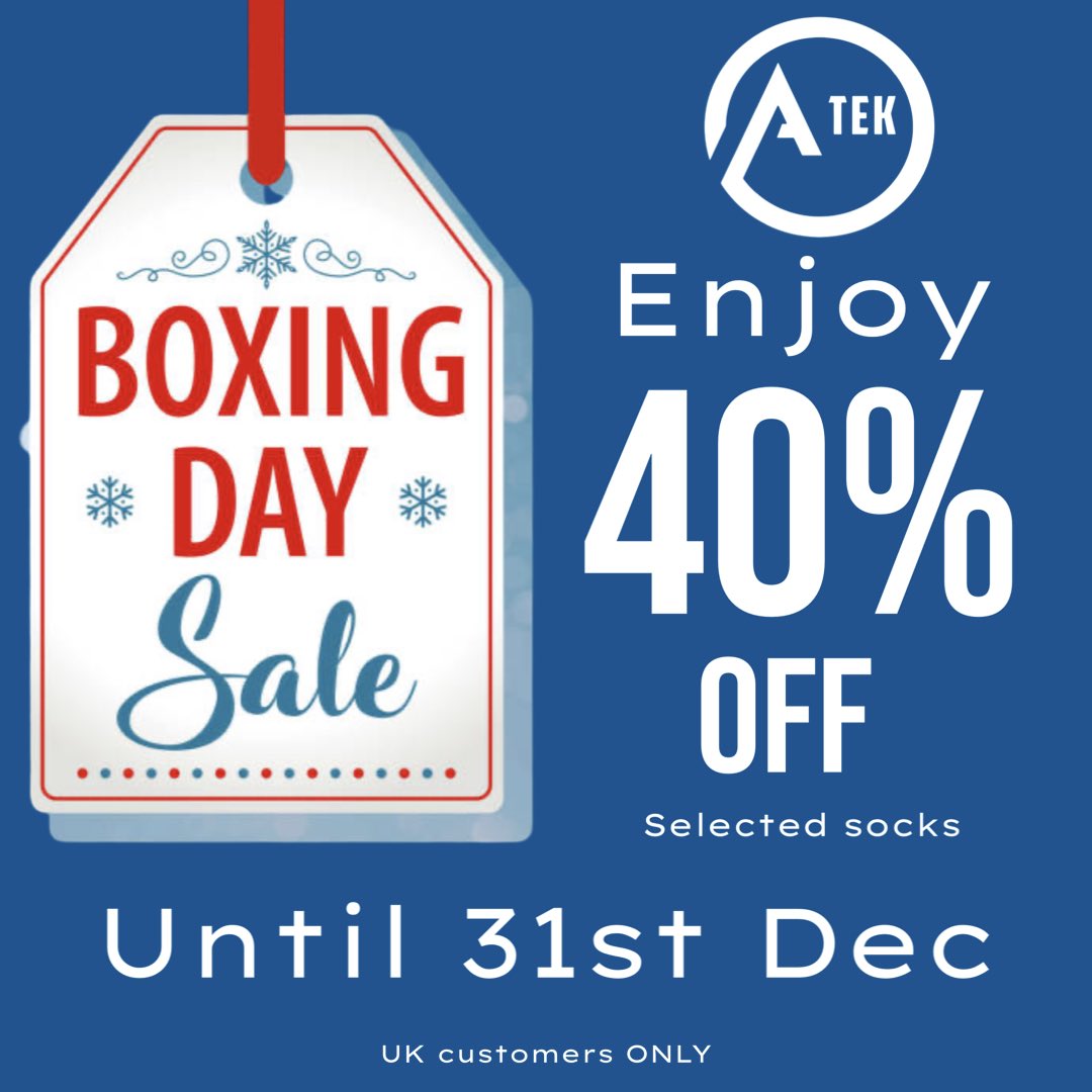 ‼️Boxing Day Sale - 40% off selected ATEK Grips socks‼️

Sale ends New Year’s Eve 

atek.club/discount/ATEK40