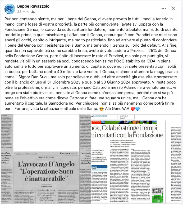 BeyondGenoa's tweet photo. Ho nel belino che la pacchia sia finita. https://t.co/QKI2A452An