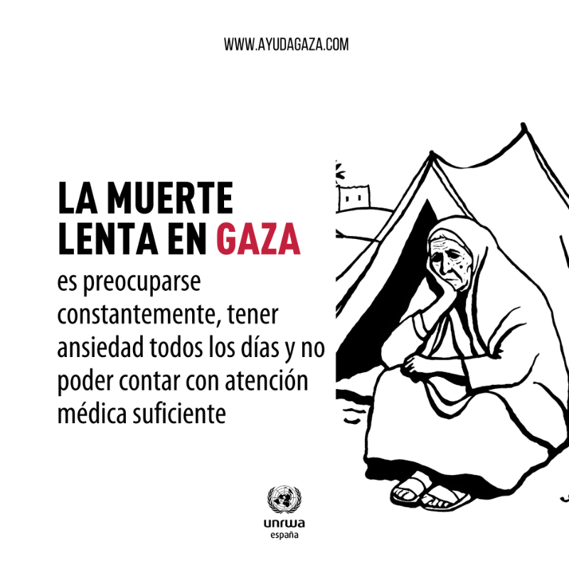 UNRWAes's tweet photo. En #Gaza no se muere sólo bajo las bombas.

El desgaste físico y mental de un año de ofensiva es implacable para muchas personas.

No permitamos que el tiempo también sea un arma de destrucción en Gaza.