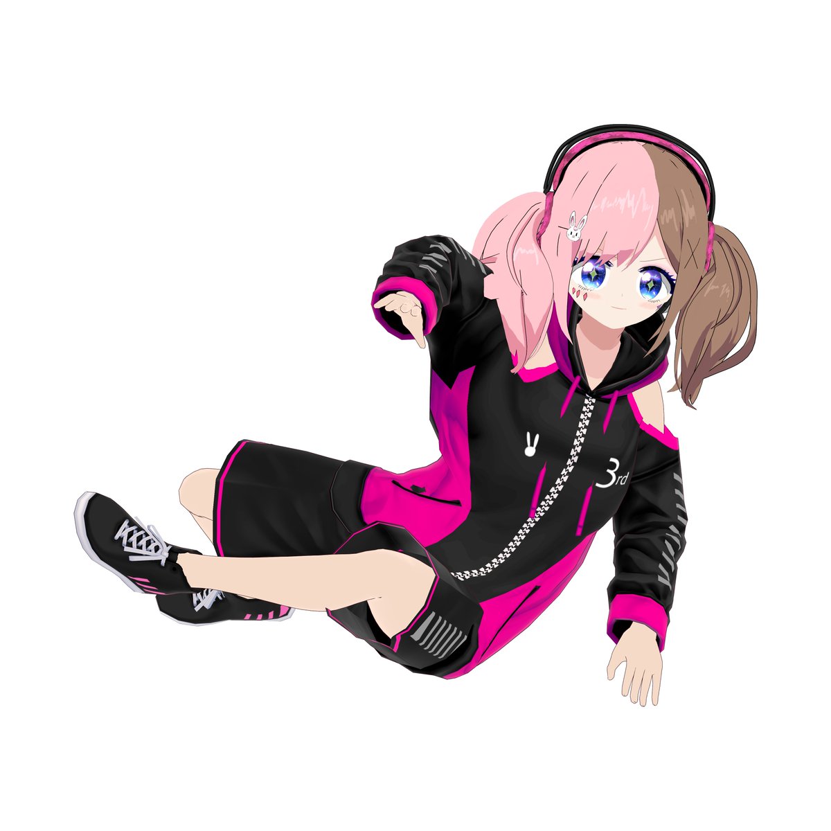 3Dモデル、前作ったのが3年前なので顔が全然ちゃうのよね……
まあこっちも可愛いんだけども!

重い腰をあげて3Dモデルまるまる作り直したので、えっちなお洋服とかいっぱい着れるぞ～～!! 