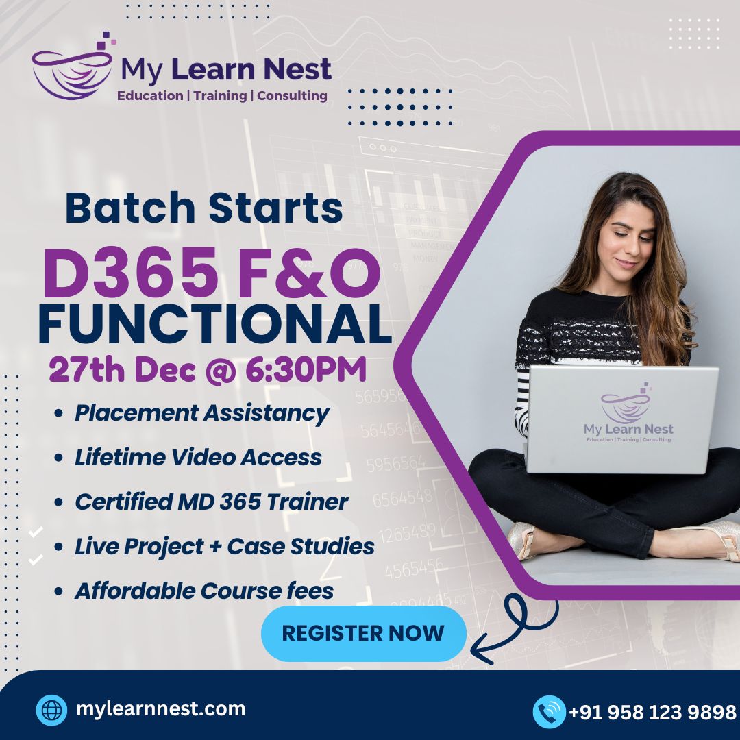 MylearnNest's tweet image. 🎓 First Class Begins Today
📊 Master Dynamics 365 F&amp;amp;O Functional
📞 Enroll Now: +91 958 123 9898
#MicrosoftDynamics365 #D365Training #FinanceAndOperations #CareerGrowth #TechSkills #FirstClass #NewBeginnings #LearnDynamics365 #OnlineTraining #CareerOpportunities